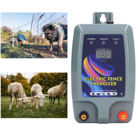 Kit di recinzione elettrica SJLERST, recinzione elettrica da 5 km per bestiame, animali, elettrificatore per recinzioni, alta potenza, 3 modalità di potenza per l'allevamento di pollame