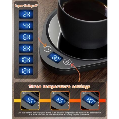 Scaldatazze con 3 impostazioni di temperatura, scaldabevande elettrico con spegnimento automatico, riscalda caffè, tè e latte per casa e ufficio (tazza non inclusa)
