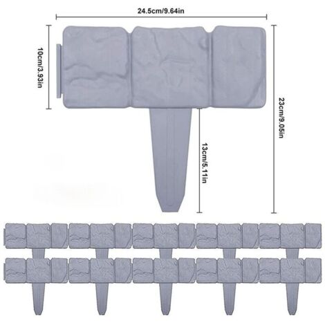 10 pezzi di bordure pieghevoli per recinzione da giardino, paesaggio, finta pietra, pannelli in plastica per recinzione da giardino, recinzione da prato, ornamenti fai da te