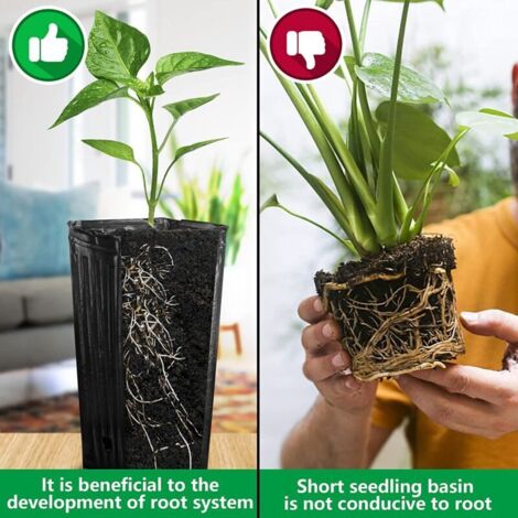 20 vasi grandi per alberi, vasi profondi in plastica per vivaio, vasi per piantine da fiore alti 7,8 pollici per piante da giardino da interno ed esterno (20 pezzi)