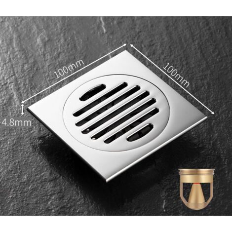Scarico per vasca da bagno con coperchio rimovibile per bagno, doccia, WC, filtro quadrato da giardino, acciaio inossidabile antiruggine, nero, 10x10 cm (1/3)