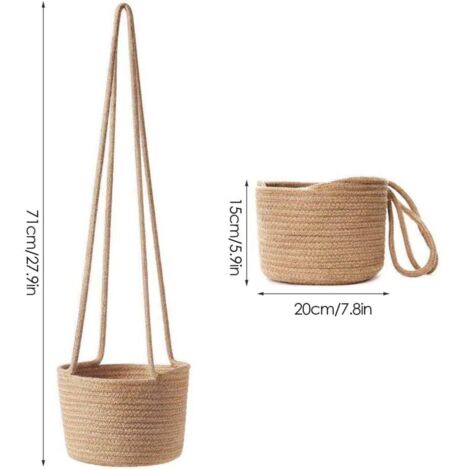 pezzi Vaso sospeso in macramè, cestino per fiori in macramè, corda di cotone, vaso da fiori sospeso, ganci per piante, portavaso decorativo per vaso da fiori, fatto a mano