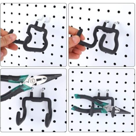ganci robusti per pannelli forati - Doppio gancio per trapano e borsa accessori, ideale per pannelli forati e portautensili a parete, distanza tra i fori 2,5 cm
