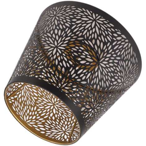 Paralume in metallo E26 E27, traforato stile albero della foresta, ferro decorativo con motivo interno dorato, per lampada da soffitto, da parete o da tavolo, nero