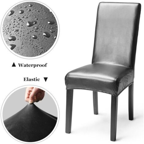 Set di 2 eleganti coprisedie impermeabili in similpelle, coprisedie elasticizzati con schienale alto per sala da pranzo, banchetti, matrimoni, feste, Natale, ristoranti, hotel, neri