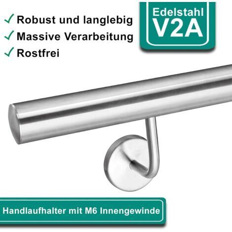 CCYKXAA 4 staffe per corrimano a parete - Staffa per corrimano - Staffa a parete - Fissaggio a 3 fori - Con rosetta di copertura di 60 mm di diametro - Per tubi tondi in acciaio inox (1/4)