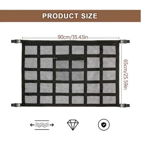 Rete portaoggetti da tetto per auto 90x65 cm, borsa organizer a rete per vestiti, box da tetto universale per auto, rete di carico per soffitto per SUV, Jeep, furgoni, camper
