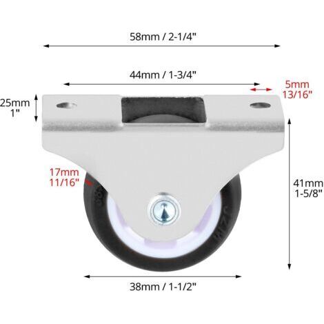 Set di 12 rotelle fisse per mobili - Ruota in TPE da 38 mm di diametro - Portata massima 45 kg - Ideali per zone giorno e piccoli mobili