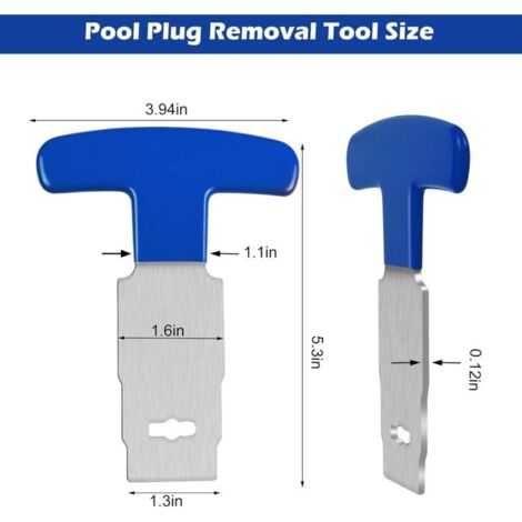 Set di 2 strumenti per la rimozione del tappo della piscina con manico, strumento migliorato per la rimozione dell'occhiello in metallo per piscine fuori terra e interrate, bocchette di ritorno, racco (1/3)