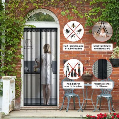 Porta con zanzariera magnetica, porta magnetica per balcone 100x200 cm, non richiede foratura, zanzariera, porta a battente per soggiorno, porta per patio (1/4)