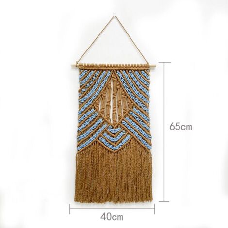 Arazzo da parete in macramè bohémien tessuto a mano - Acchiappasogni bohémien - Decorazione murale (40x65 cm)