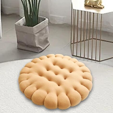 Cuscino a forma di biscotto, semplice cuscino da pavimento, cuscino da pavimento, cuscino da bar, cuscino da balcone, cuscino per sedia da meditazione, beige, ROTONDO (1/4)
