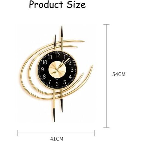 CCYKXA Grande orologio da parete moderno silenzioso, gigante 54 cm, senza ticchettio, oro/metallo, facile installazione senza foratura - Decorazione da parete per soggiorno/camera da letto (1/4)