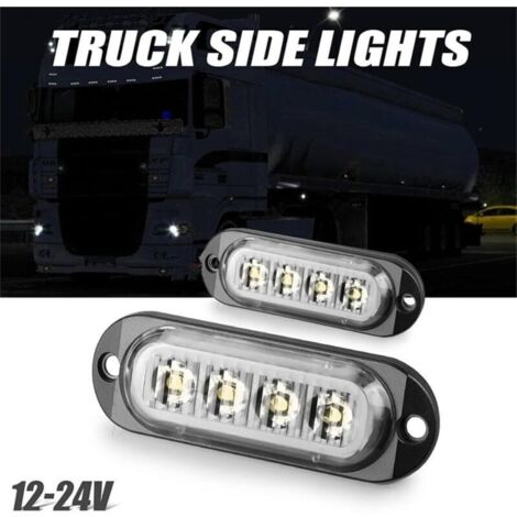 10 luci di posizione laterali a LED 12/24V, luci di segnalazione laterali a LED per rimorchio, camion, camper, roulotte (bianche) (1/3)