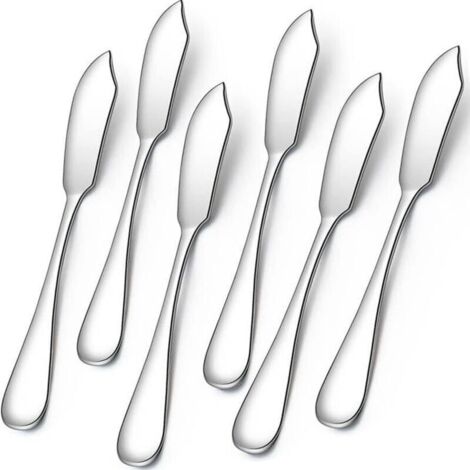 (Argento) Set di 6 coltelli da burro, coltello da formaggio, spalmatrice per formaggio, mini coltelli da cucina in acciaio inossidabile da 5,91 pollici