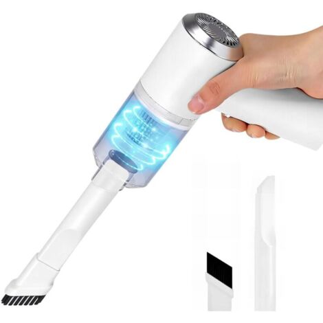 Mini aspirapolvere portatile senza fili, 6000 Pa 120 W, piccolo e potente, ideale per auto, cucina, bianco.