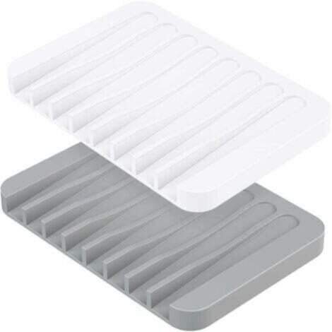 Set di 2 portasapone, portasapone in silicone con foro di scarico, portasapone in silicone per bagno e doccia, portasapone antiscivolo per bagno e cucina.