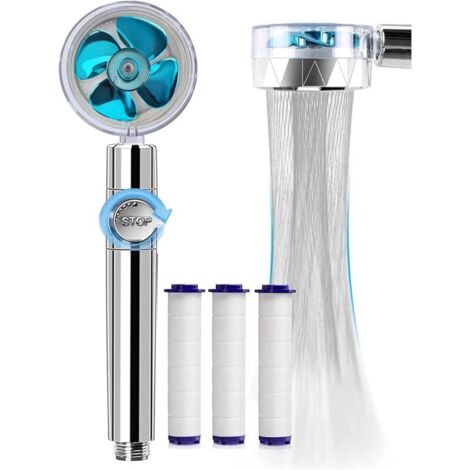 Soffione doccia ad alta pressione, a risparmio idrico e anticalcare, con sistema di filtrazione a tre stadi e 3 elementi filtranti sostituibili. (1/4)
