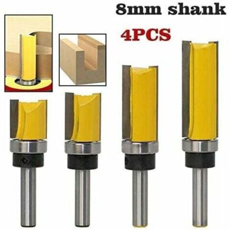 Set di 4 punte per fresatrice da copiare, punta per legno con gambo da 8 mm e lama da 38 mm, acciaio legato di alta qualità per la lavorazione di legno massello/pannelli di particelle. (1/4)
