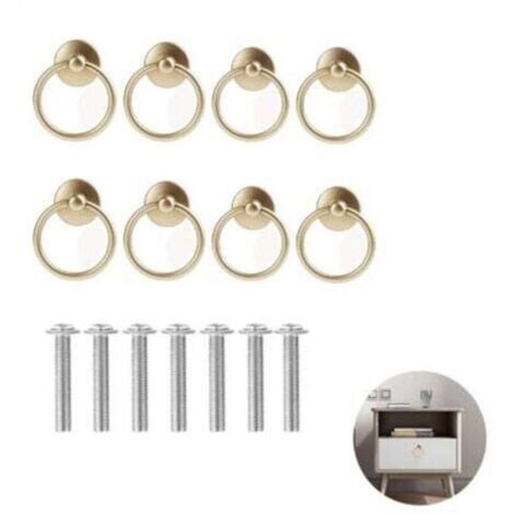 Set di 8 maniglie ad anello in ottone anticato, maniglie ad anello tondo con foro singolo, adatte per ante di armadi, toelette, cassettiere.