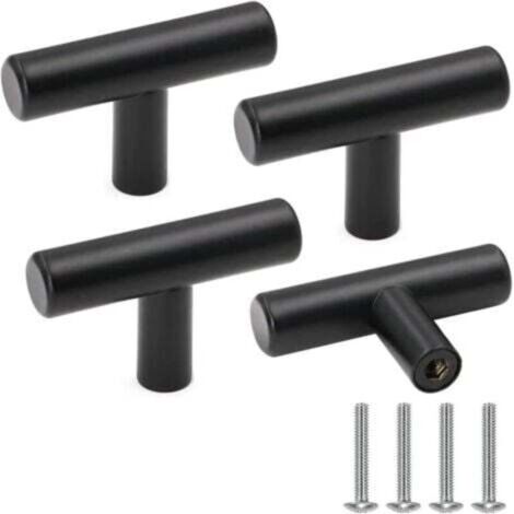 Set di 4 maniglie per ante di mobili in acciaio inox nero, pomelli vintage per cassetti con viti per l'arredamento della casa.