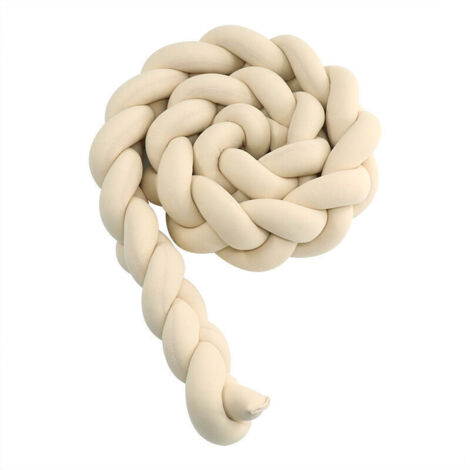 Paracolpi per culla - Cuscino intrecciato a forma di serpente - Paracolpi in velluto per lettino, protezione per la cameretta dei neonati, decorazione per la stanza, bianco latte - 1,5 m