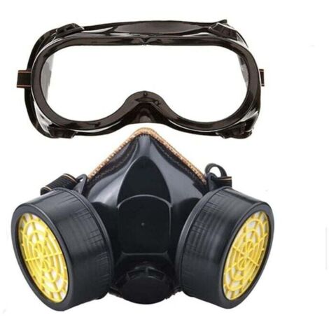Maschera respiratoria, kit di maschera di protezione respiratoria riutilizzabile, maschera chimica antipolvere e antigas con occhiali protettivi per pittura, bricolage e levigatura.