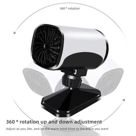 Riscaldatore per auto nero 12V, riscaldatore elettrico, sbrinamento, disappannamento, riscaldatore per auto