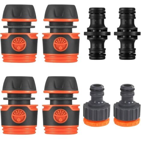 Set di 8 raccordi per tubo da giardino, adattatore per rubinetto da giardino, connettore rapido 2 in 1 per tubi dell'acqua (1/4)