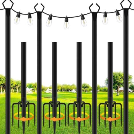 Palo per illuminazione da esterno - Confezione da 4 pezzi da 3 m. Palo in acciaio per illuminazione esterna, ideale per decorare il giardino e il cortile (confezione da 4) [Classe energetica G]