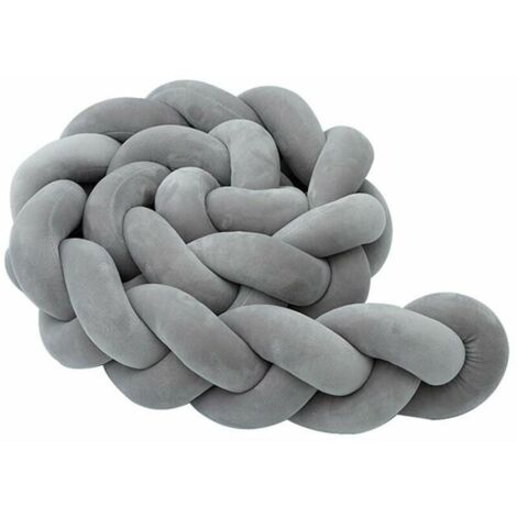 Paracolpi per culla, paracolpi per neonati, paracolpi per neonati, protezione per bordi intrecciati, decorazione per testiera della culla (grigio, 100 x 13 x 7 cm)