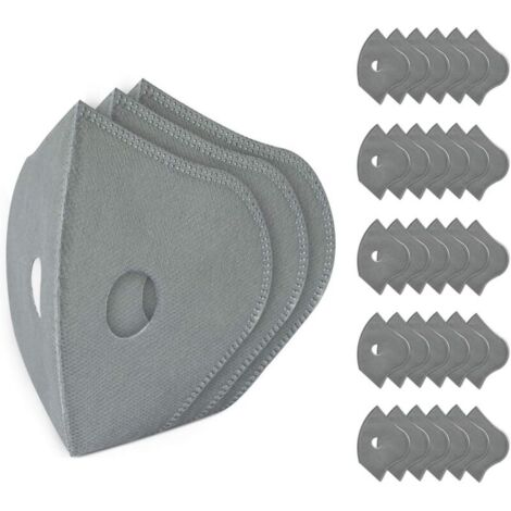 Confezione da 30 filtri di ricambio per maschera, in tessuto di carbone attivo soffiato, filtro di ricambio a 5 strati, riutilizzabile, maschera antipolvere traspirante, adatta per la lavorazione del  (1/4)