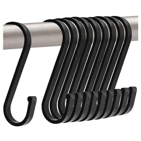 Ganci a S, ganci a forma di S, robusti ganci a S neri opachi per appendere pentole e padelle, asciugamani in cucina, camera da letto, ufficio, giardino, soggiorno (1/4)