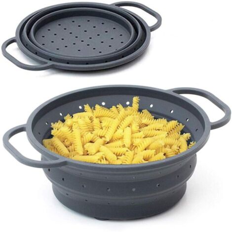 Scolapasta pieghevole resistente al calore, diametro 26 cm – Scolapasta pieghevole, retrattile e salvaspazio, ideale anche come scolapasta o cestello per la cottura a vapore in silicone, perfetto per