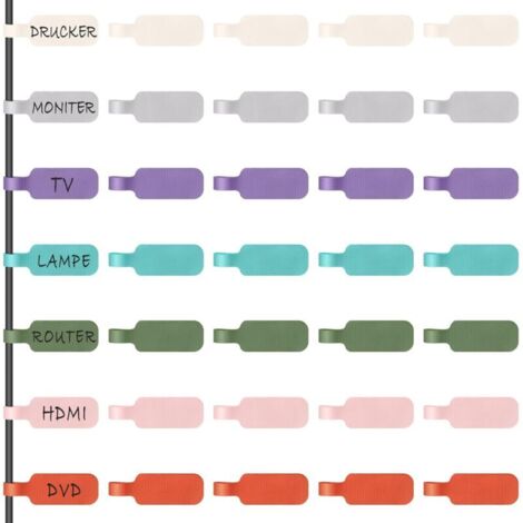 Etichette per cavi, colori casuali, formato grande, per organizzare e identificare i cavi, etichette multicolore per la scrittura a mano, riutilizzabili, versatili – 30 pezzi