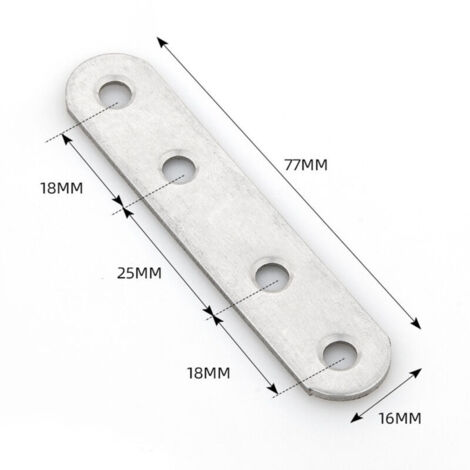 20 piastre di montaggio piatte perforate (77 x 16 x 1,8 mm), piastre di collegamento, staffe di montaggio metalliche piatte e dritte, acciaio zincato