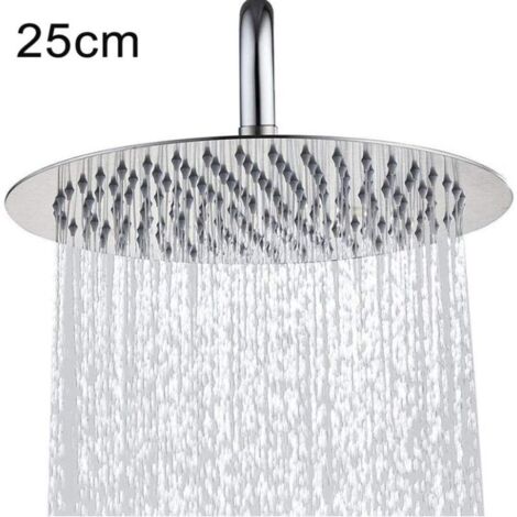 Soffione doccia rotondo da 25 cm (10 pollici), ultra sottile, ad alta pressione, regolabile, con getto a pioggia. (Solo un soffione doccia) (1/4)