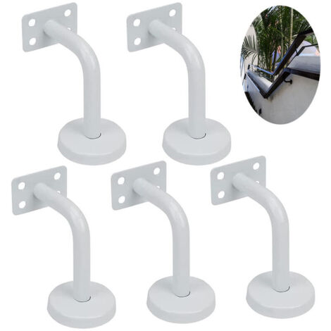 Set di 5 staffe bianche per corrimano di scale, supporti per ringhiere in acciaio inox, 60x80 mm, per ringhiere, supporti o balaustre di scale interne ed esterne.