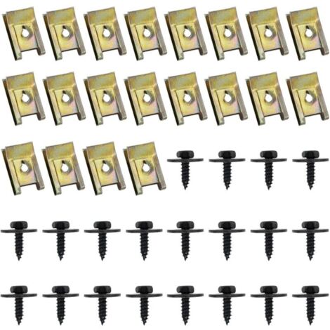 40 pezzi di clip di fissaggio per auto, viti e bulloni per auto, clip a U, dadi e clip per parafanghi automobilistici, clip per carrozzeria, viti per sottoscocca, viti per parafanghi