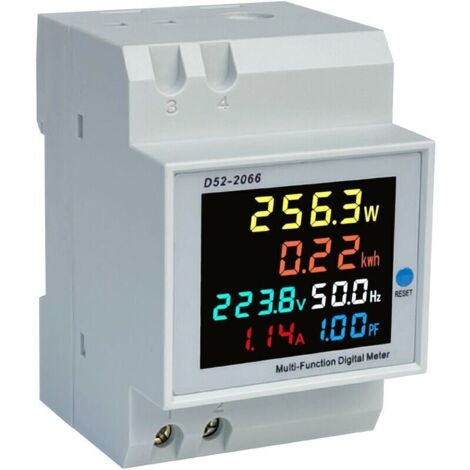 Contatore di energia monofase, contatore elettrico digitale CA 40-300V 100A, contatore elettrico monofase, wattmetro per guida DIN, wattmetro, contatore kWh, voltmetro, amperometro, ecc.