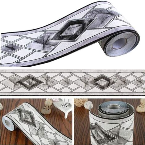 rotolo di elegante bordo per carta da parati - per cucina, soggiorno, bagno - bianco e nero, 10,5 cm x 5 m