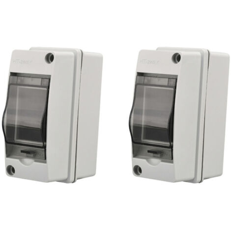 Confezione da 2 custodie elettriche impermeabili IP65 per esterni, 2 moduli, superficie in plastica ABS, scatola di derivazione elettrica impermeabile per esterni, quadro elettrico, scatola di giunzio (1/4)