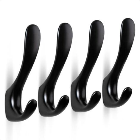 Confezione da 4 ganci da parete a vite, in lega di zinco, ganci singoli per appendere cappotti, cappelli, asciugamani e zaini per camera da letto, bagno e corridoio (neri)