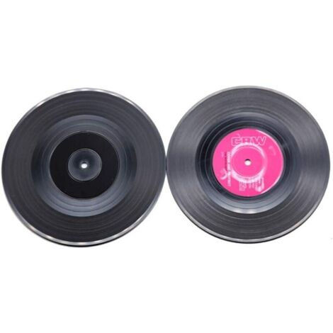 Set di 6 sottobicchieri, design a disco in vinile (LP), stile retrò, antiscivolo, per tazze, caffè e bevande.