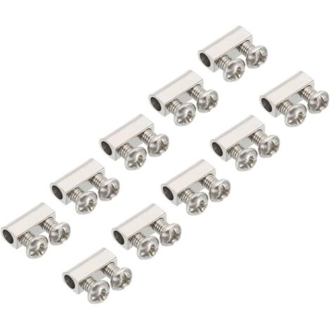 10x4x5mm Morsetti per fune metallica, 10 pezzi Morsetti per cavi in acciaio 3mm Doppio foro Raccordi per fune metallica con viti M3x0.5 per cavi