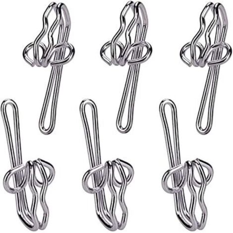 Ganci per tende resistenti da 28x12 mm - 100 pezzi - Ganci in metallo massiccio per tende e tende da doccia - Ganci per tende versatili e facili da installare - Acciaio inossidabile