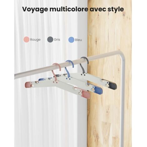 Set di 3 grucce da viaggio: pieghevoli, resistenti, antiscivolo, salvaspazio (grigio, rosa, blu) con confezione regalo, metro a nastro e custodia.