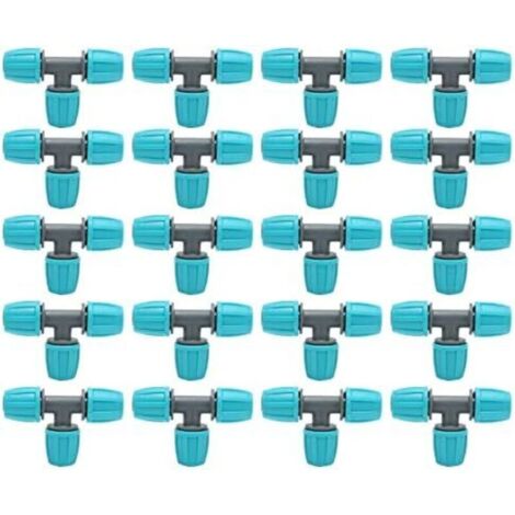 20 raccordi a T con innesto rapido, raccordi per tubi con innesto rapido da 16 mm, raccordi per irrigazione a goccia, connettori a T per tubi, adattatori a 3 vie, giunti per tubi dell'acqua