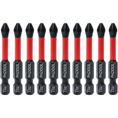 10 punte per cacciavite a croce Phillips da 50 mm, punta magnetica PH2, punta a croce antiscivolo, punta magnetica con gambo esagonale
