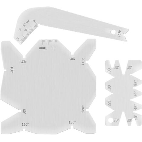 Set di 3 calibri angolari, utensile per affilare punte da trapano angolari in acciaio a 118 gradi + calibro di ispezione + calibro di misurazione angolare con borsa in PU per affilapunte da trapano, s